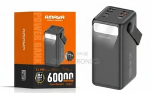 60,000mah Fast Charging 22.5w Amaya Powerbank-Built-in Cables Tourch