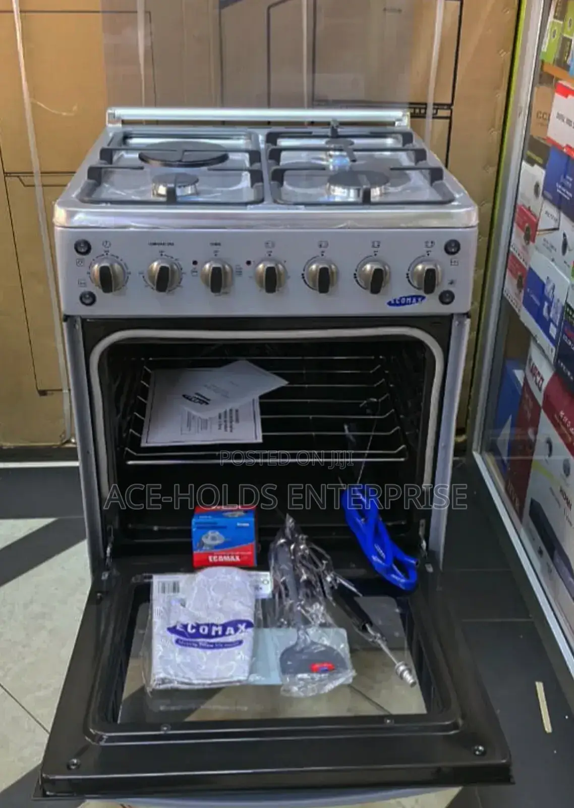 Ecomax Standing Cooker 60×60 Rotisserie, Turbo Fan Safety Sensor 3+1