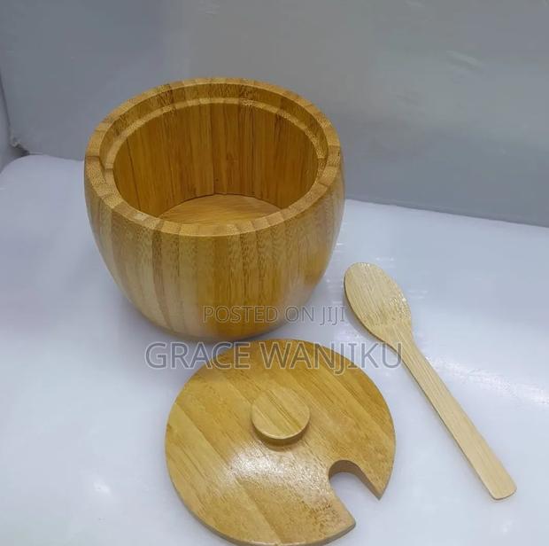 *320ml Bamboo Sugar Dish With Bamboo Teaspoon