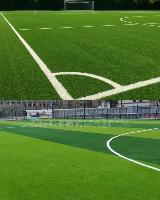 Artificial Green Grass Carpets in Marked Football Stadia