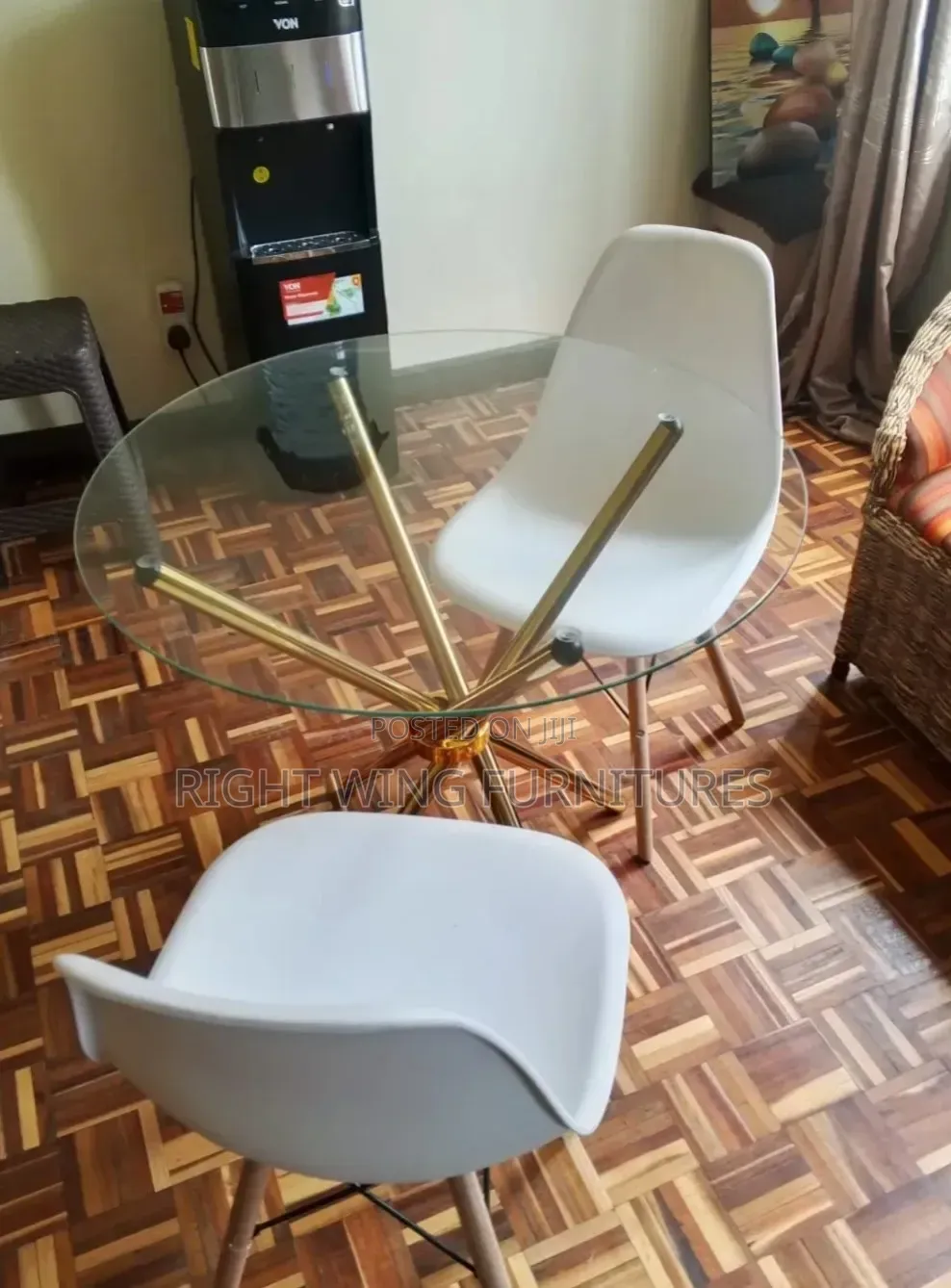 Brand New Gold Stand With White Plastic Seats