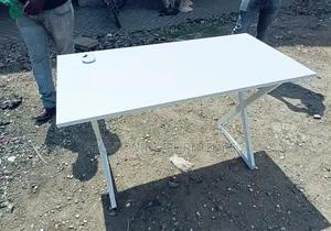 Pure White Desk+ Metallic Base (Office Strong Desk 1.2m