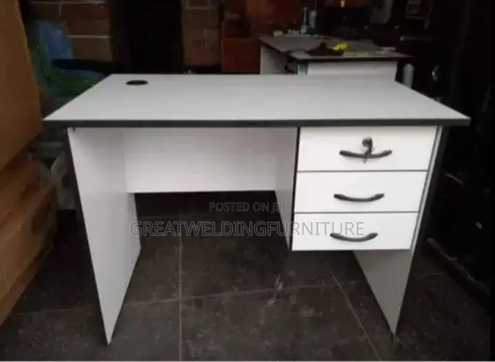 White Stripped Black Office Desk