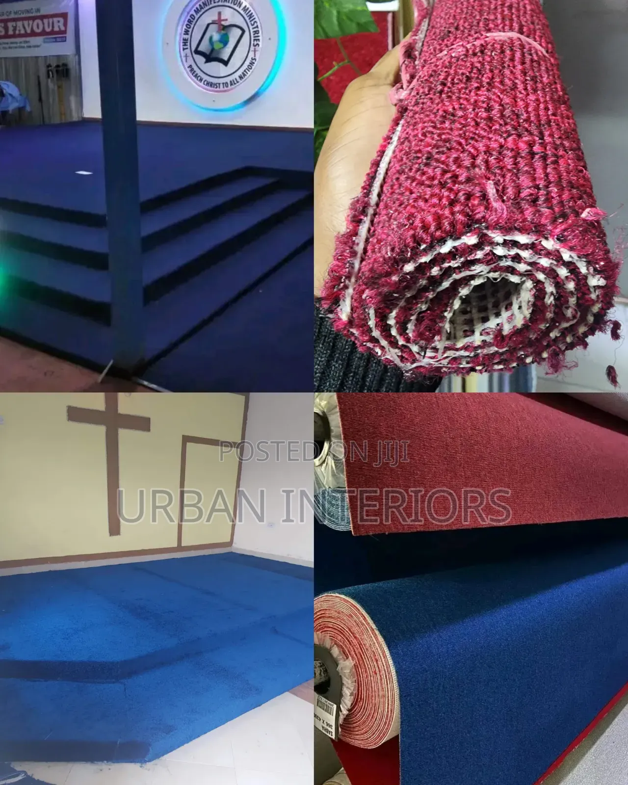 Navy Maroon Wall to Wall Carpets for Churches Kney