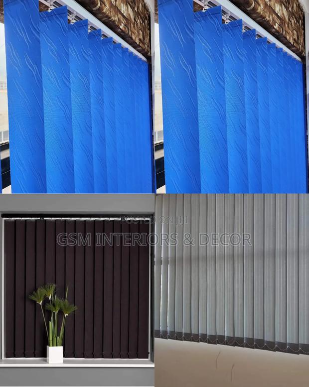 Actic Blue Office Blinds and Office Curtains Vertically Oriented - main view