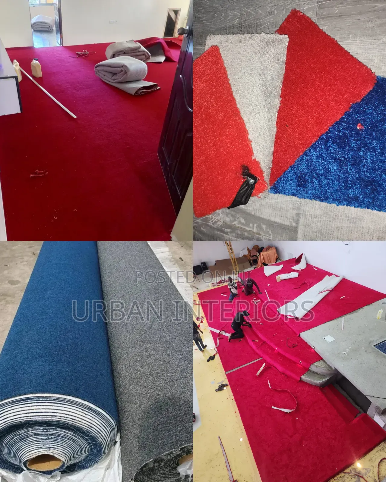 Red Blue Carpet Rolls Red Blue Carpet Rolls Ready for Installation