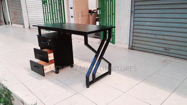 All Black Office Desk+Pedestal Safe