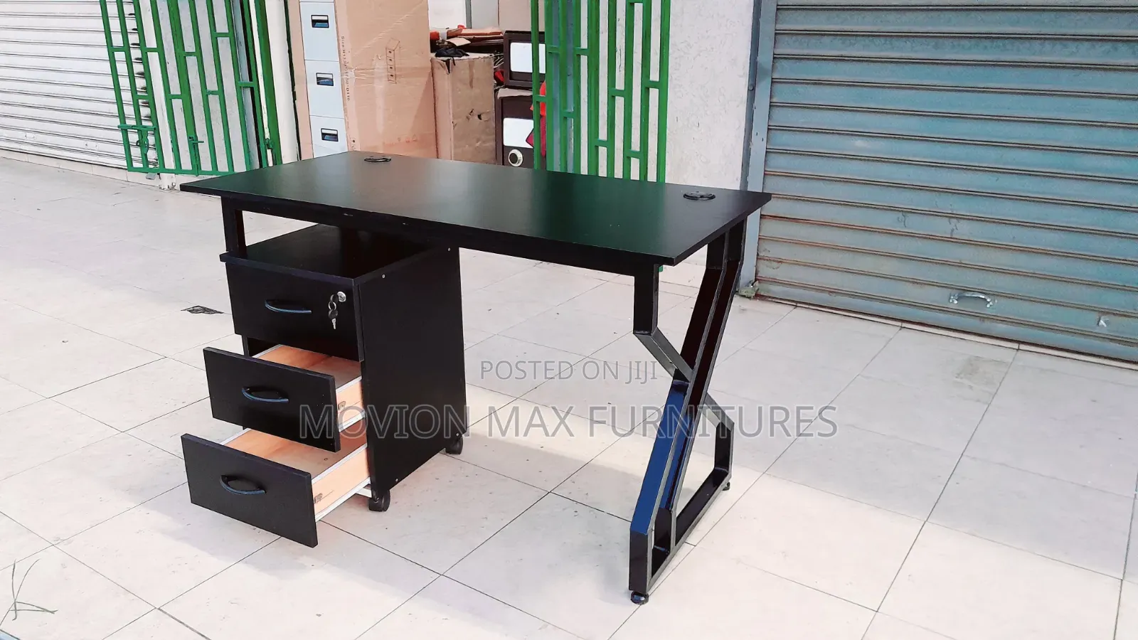 Metallic Office Table Office Table Black Pedestal