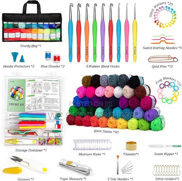 113 Piece Crochet Kit With Yarn Set