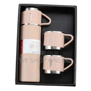 Stainless Steel Vacuum Flask Insulated 500ml With 2 Cups, Leak Proof.