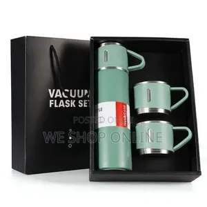 Stainless Steel Vacuum Flask Insulated 500ml With 2 Cups, Leak Proof.