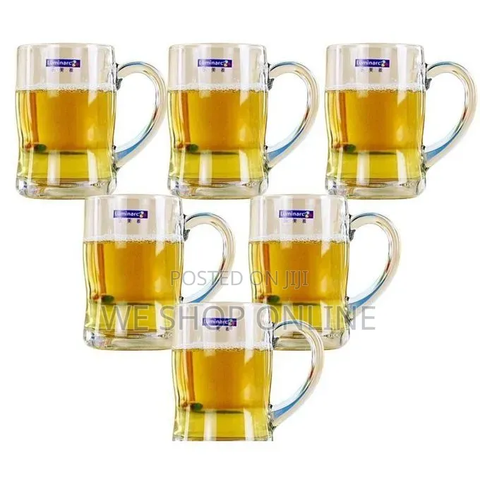 Luminarc Pack of 6 Beer Glasses/Mugs With Handle