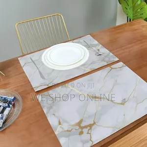 6pcs Marble Tablemats White and Gold