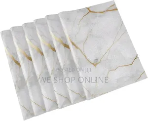 6pcs Marble Tablemats White and Gold