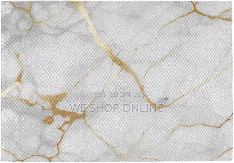 6pcs Marble Tablemats White and Gold