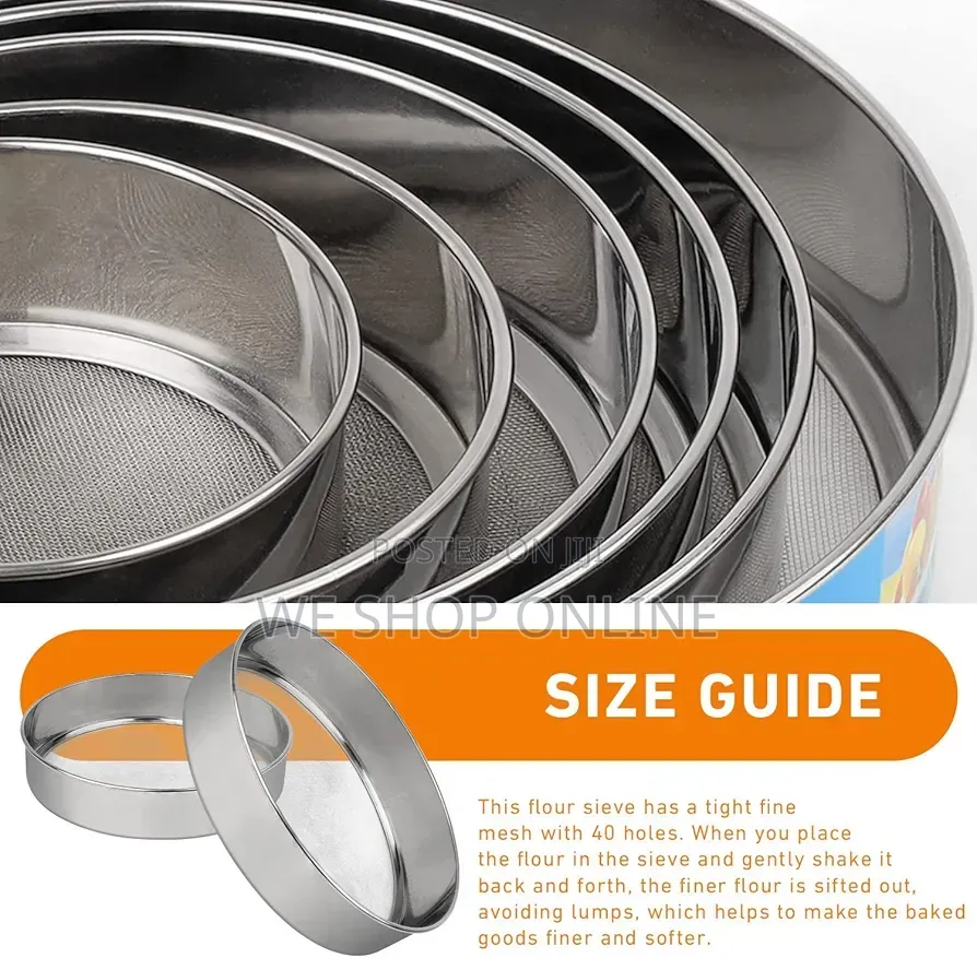 Fine Mesh Sieve, 6 Piece Professional Flour Sifter for Baking