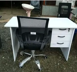 White Office Desk With Mesh Office Chair