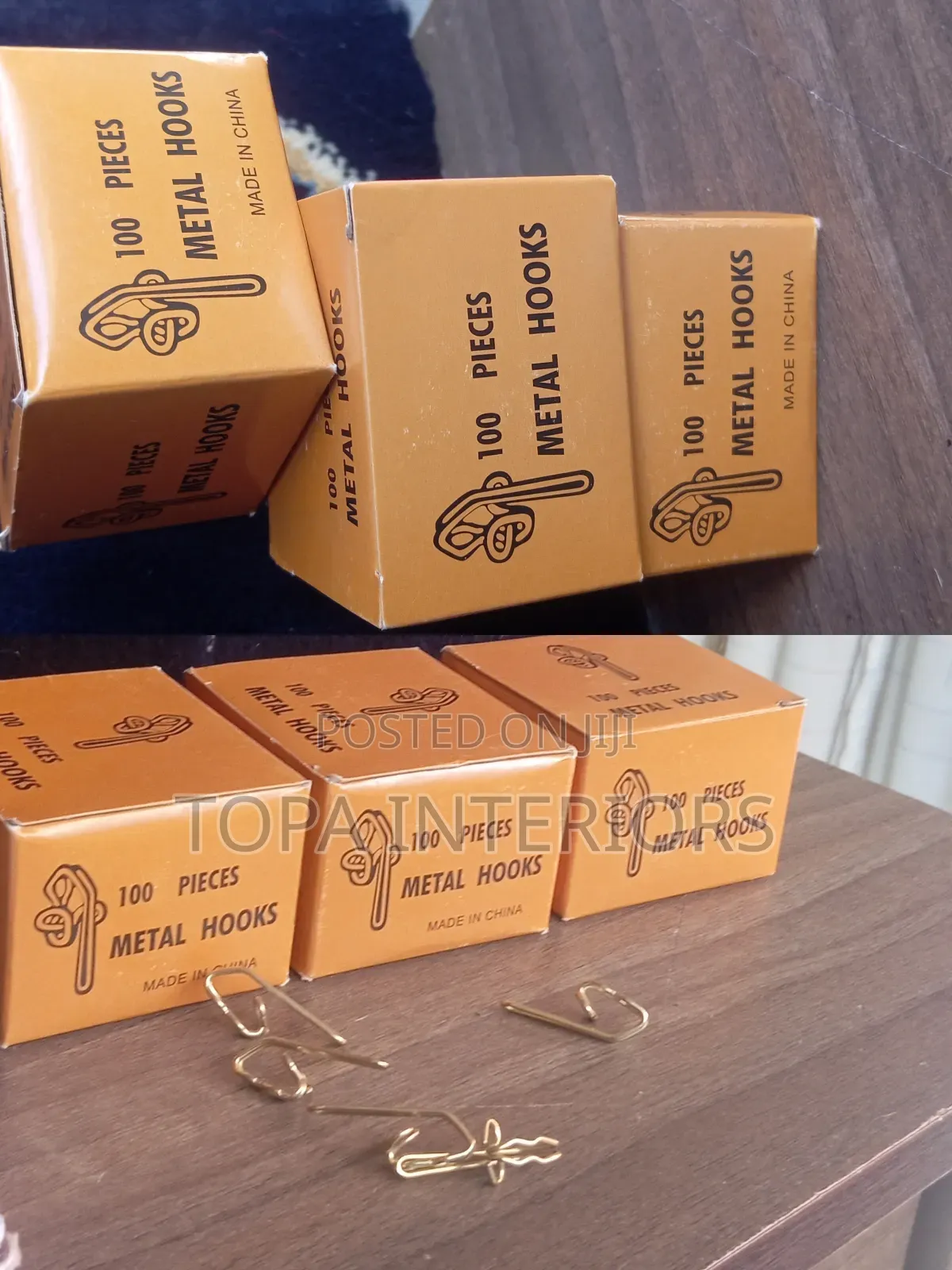Curtain Accessories Gold Metal Curtain Hooks Box of 100 Pieces