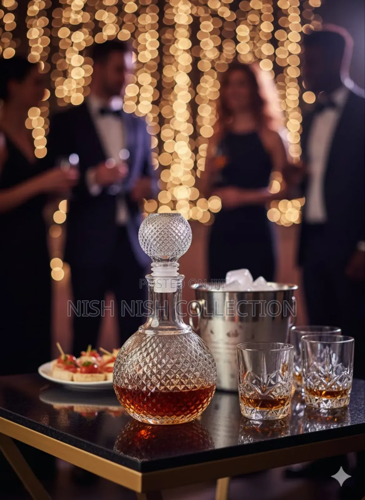 Diamond Quilted Round Glass Decanter*
