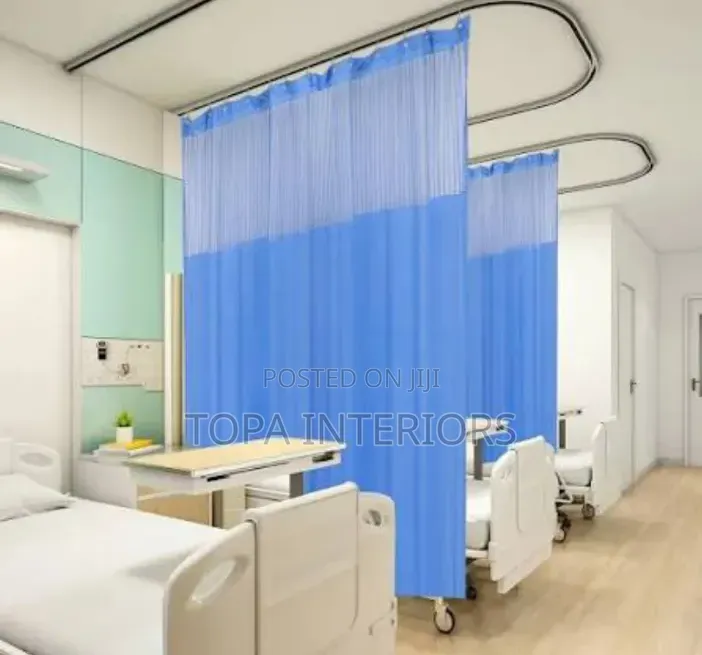 Machine Washable Blue Hospital Curtains for Ward Privacy Partitioning