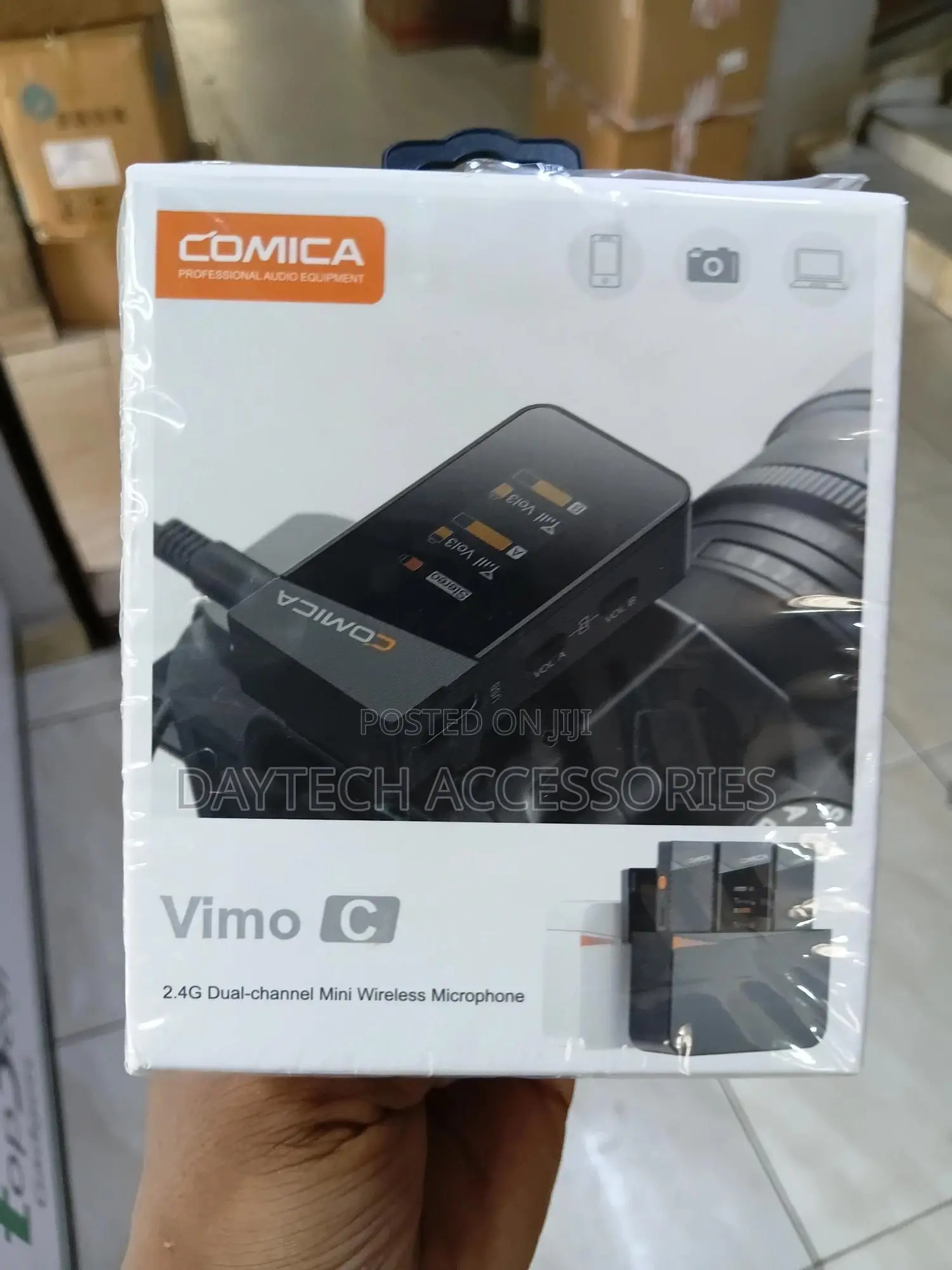 Comica Vimo C3 Dual-Channel Wireless Lavalier Microphone System.