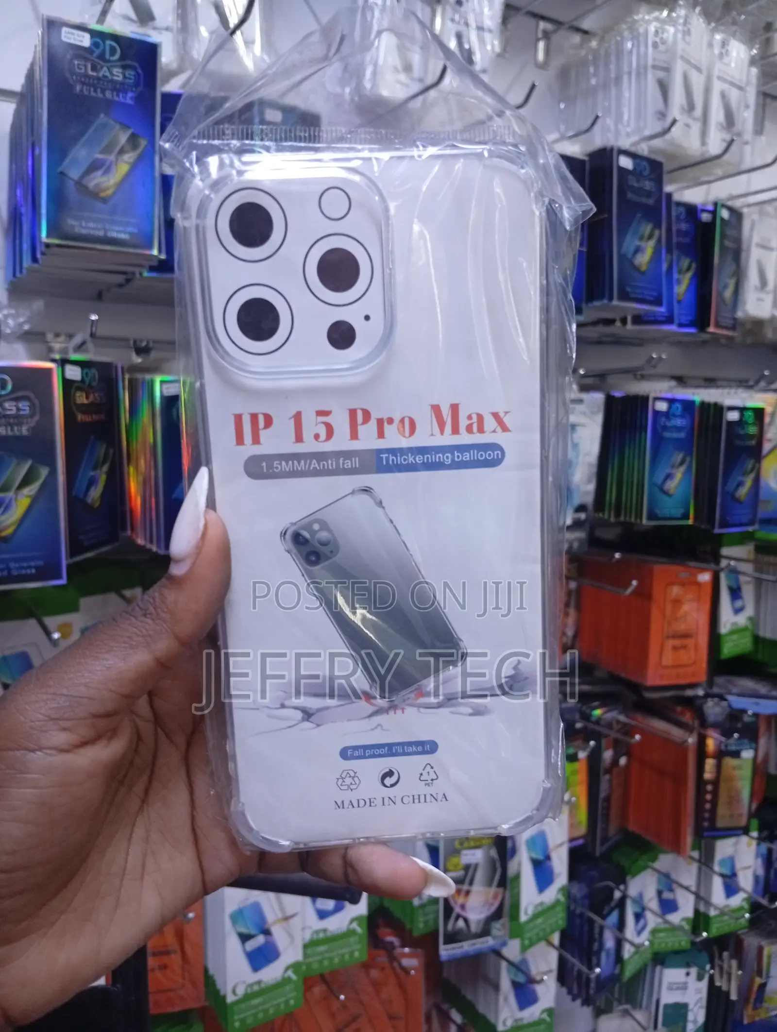 দরজfor iPhone 15 Pro Max Shockproof Transparent Liquid Cristal .