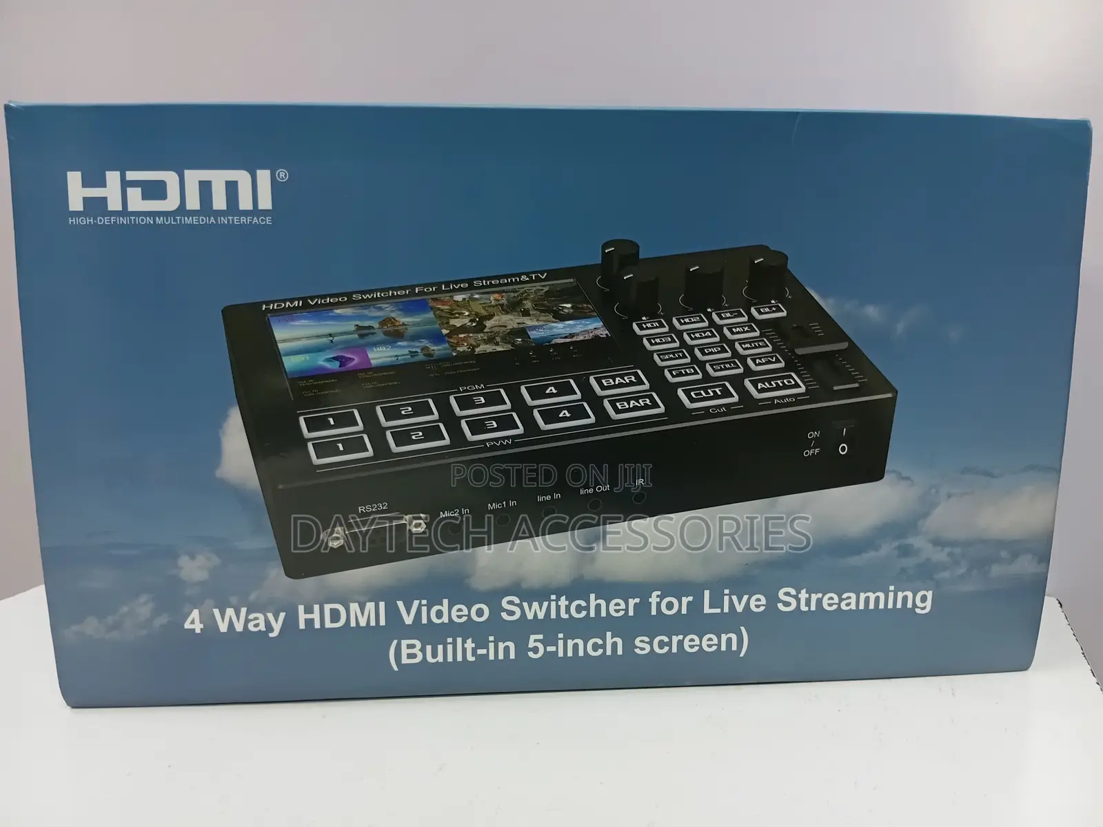 4 Channel Hdmi Live-Stream Video Switcher With 5 Inch Screen - Black