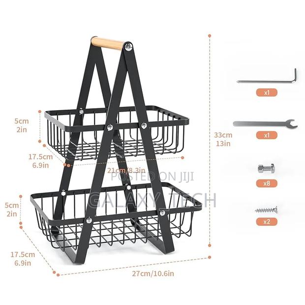 Triangular 2 Layer/2 Tier Metallic Mesh Fruit Basket - thumbnail 2
