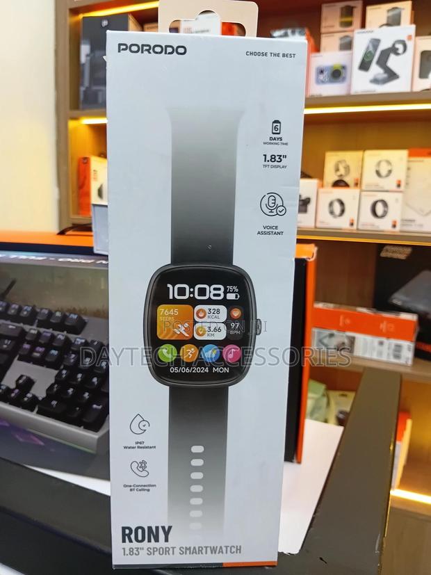 Porodo Rony 1.83′′ Sport Smart Watch - Black - thumbnail 2