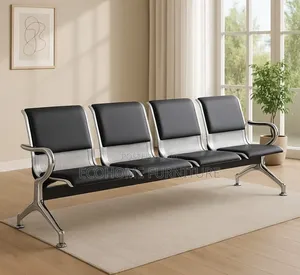 Waiting Chair ; 4 Seater Visitors Chair With Padded Cushions Seat