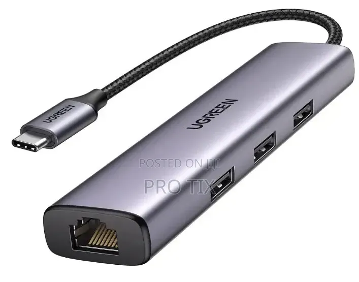 Ugreen Usb3.0 to 3×Usb3.0 +Rj45 Ethernet Adapter Type-C Power Supply