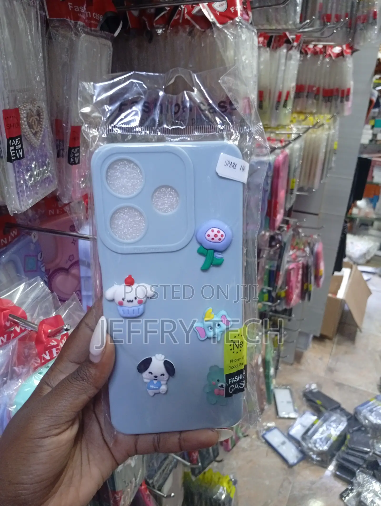 Infinix Spark 10 Decorative Blue Silicone Phone Case