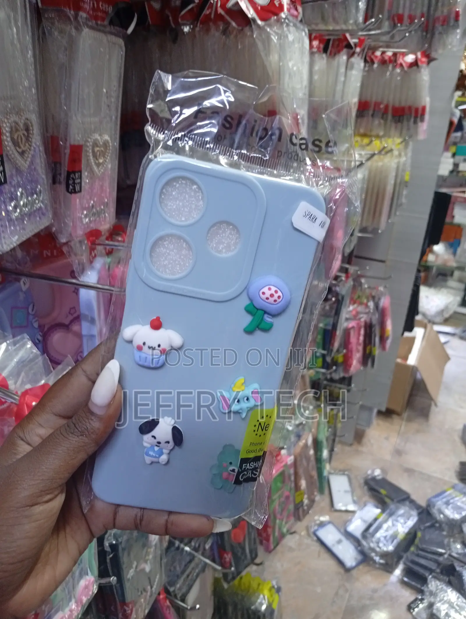 Infinix Spark 10 Decorative Blue Silicone Phone Case