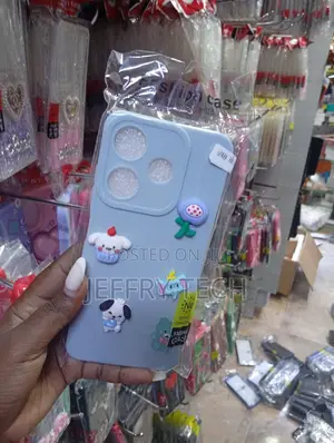 Infinix Spark 10 Decorative Blue Silicone Phone Case