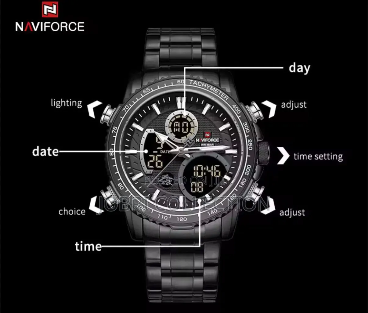 Black Strapped Naviforce Gents Watches