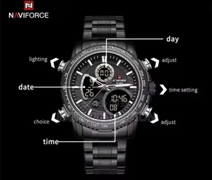 Black Strapped Naviforce Gents Watches