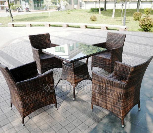 Dining Set; Durable 4 Seaters Dining Set Made of Rattan With Table - thumbnail 5
