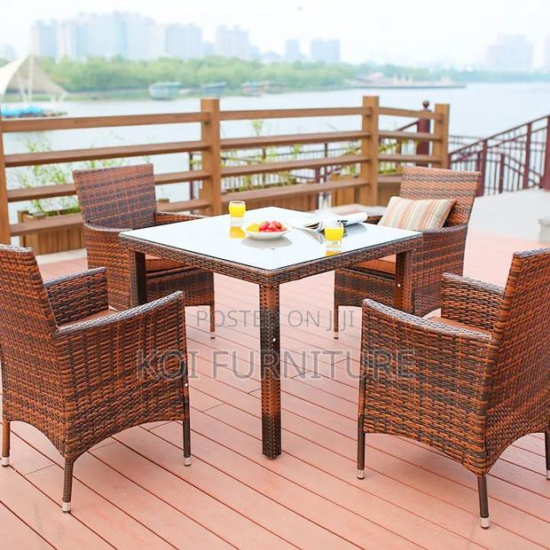 Dining Set; Durable 4 Seaters Dining Set Made of Rattan With Table - thumbnail 8
