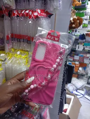 Samsung Galaxy A15 Pink Decorative Heart Charm $ Pearl-Style Bracelet