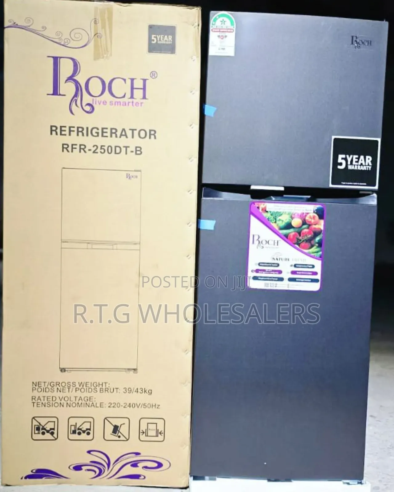 Roch RFR-250dt-B 197l Double Door Refrigerator