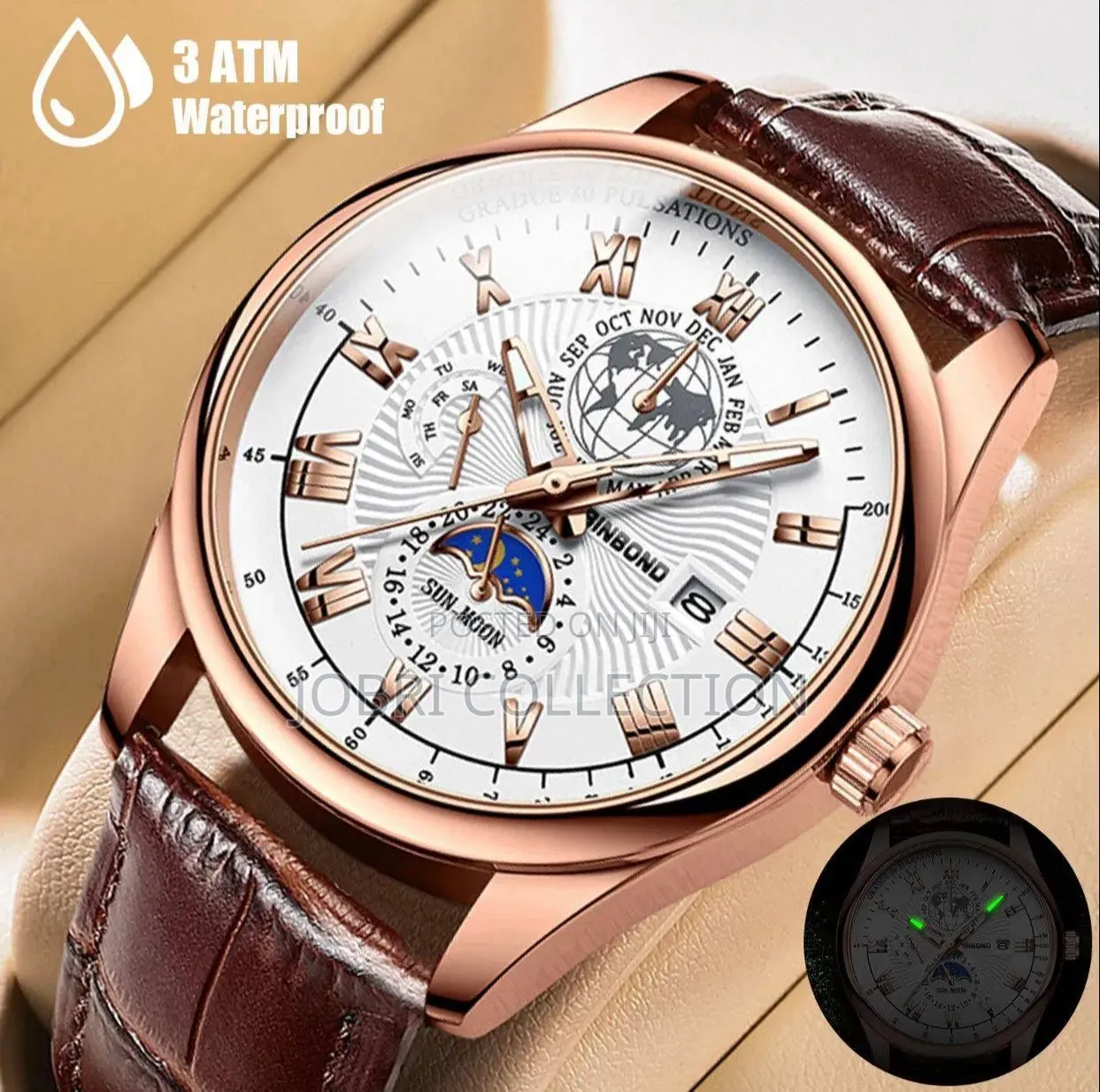Binbond Brown Leather Gents Watch