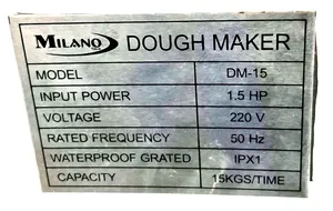 Dm-15 Milano Italia Dough Maker Capacity 15kgs/Hr