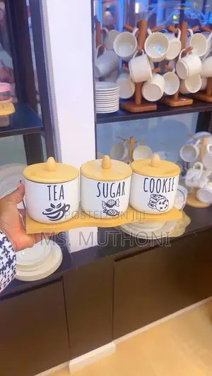 4pc (Tea , Sugar ,Cookies) Set Canisters With Tray