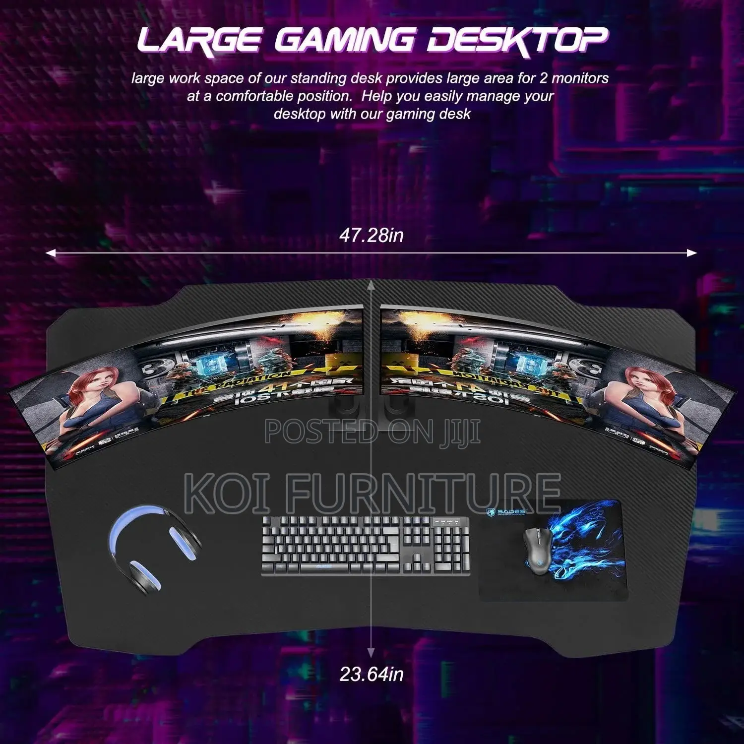 Office Desk; Gaming Desk With Headphone Hook for Game Players
