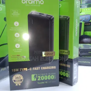 Oraimo Professional Powerbank 20000mah, 15watts Type C Fast Charging