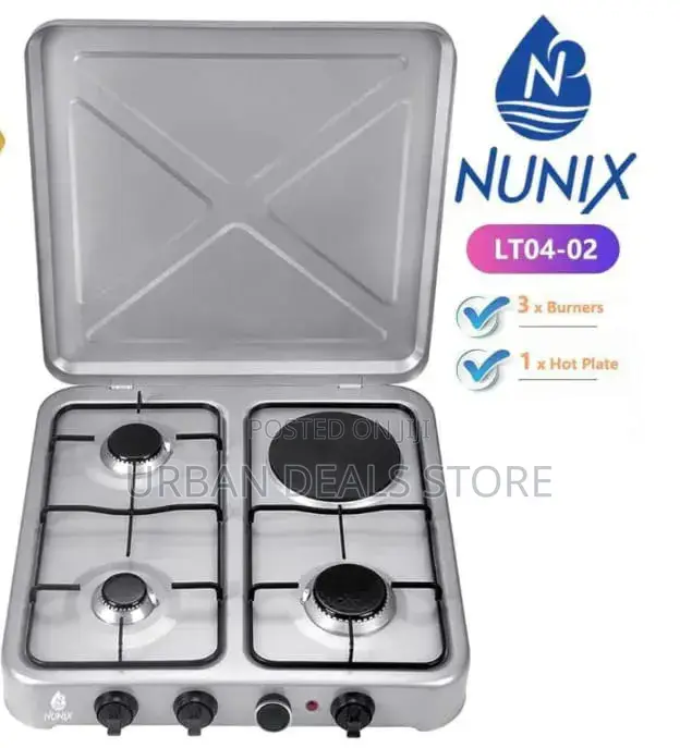 Nunix Table Top Cooker 3 Gas + 1 Electric Burner