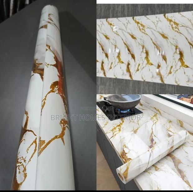 Self Adhesive White and Gold Unique Contact Paper