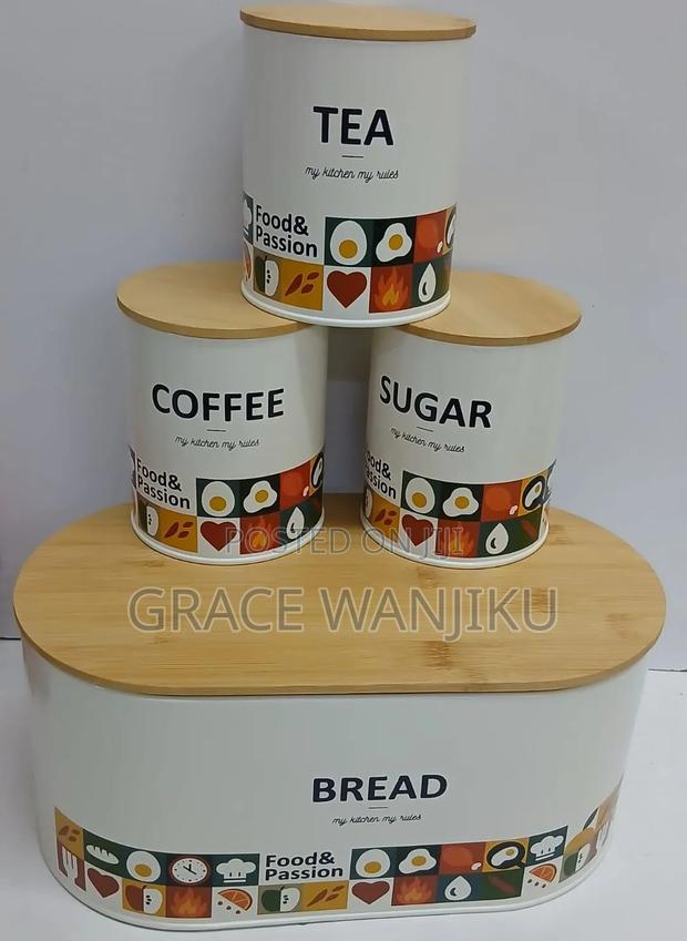 *Unique and Elegant Bread Storage Bin With 3pcs Canisters*