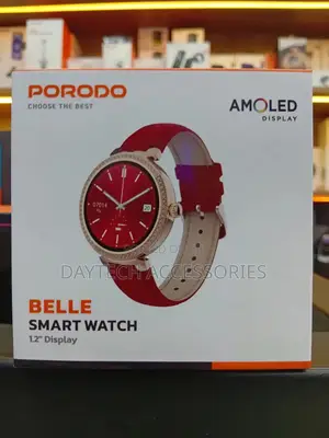 Porodo Belle Lady Smart Watch Rose Gold Dial Plus Red Strap