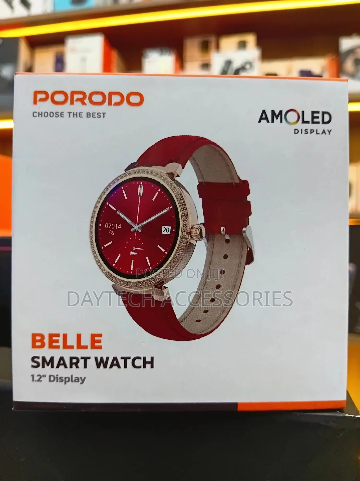 Porodo Belle Lady Smart Watch Rose Gold Dial Plus Red Strap